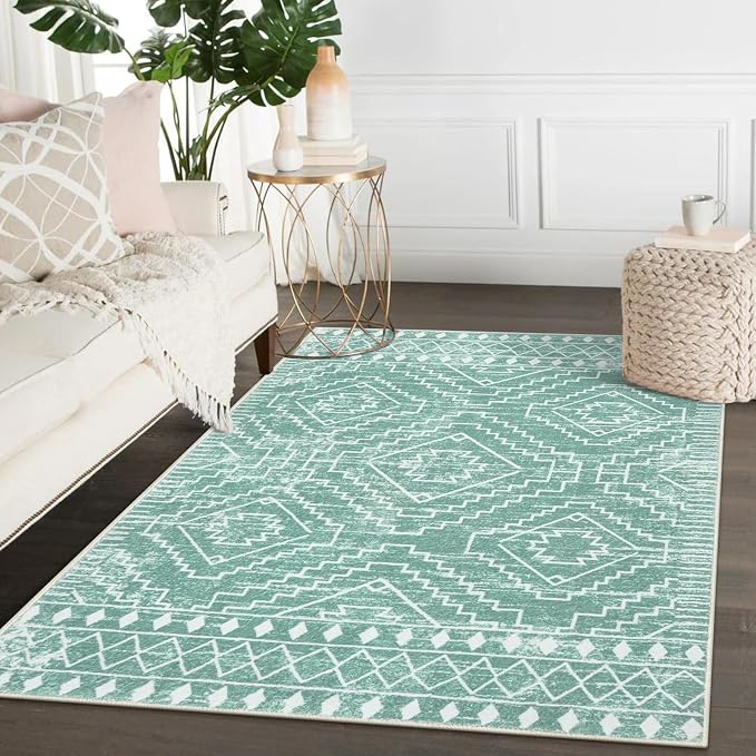 Wonnitar Moroccan Area Rugs 4x6, Sage Green Boho Rug by Wonnitar
