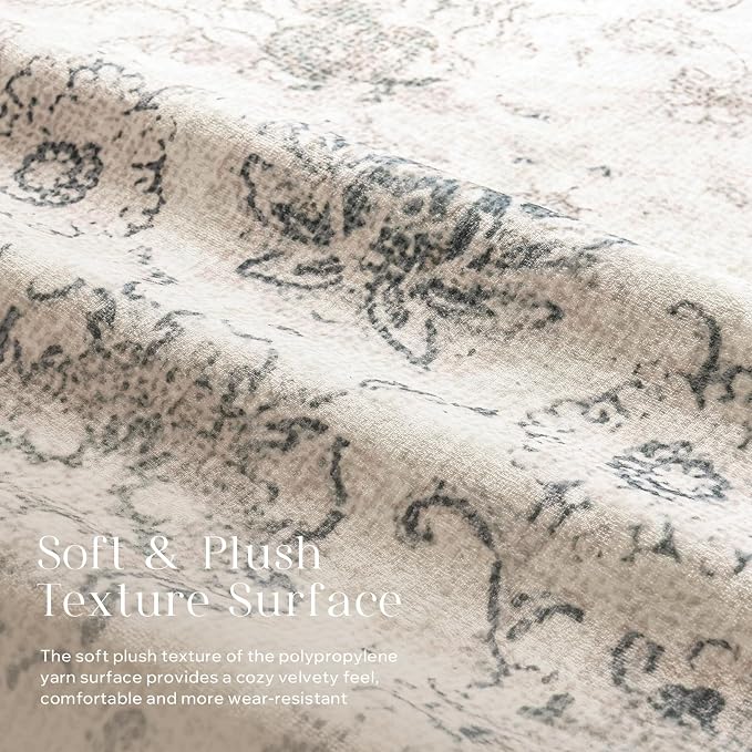 Phantoscope Washable Runner Rug 2'x10' Non-Slip, Vintage Neutral Hallway Rugs - Image 3