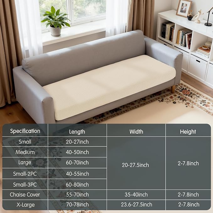 Hokway Stretch Couch Cushion Slipcovers X-Large Reversible Cushion Replacement - Image 2
