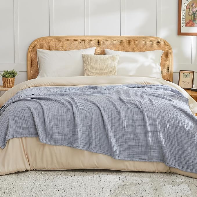 EMME Cotton Muslin King Blanket Big Oversized Bed Layering Bedspread Coverlet by EMME