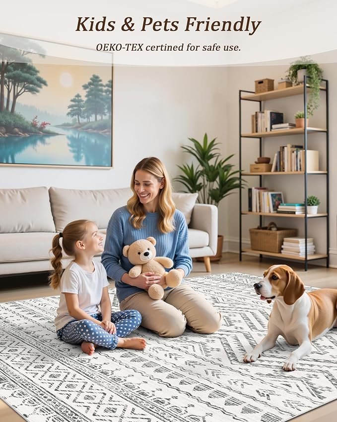 Miukiki 7x9 Area Rug for Living Room Moroccan Washable Rugs Non Slip Indoor - Image 6
