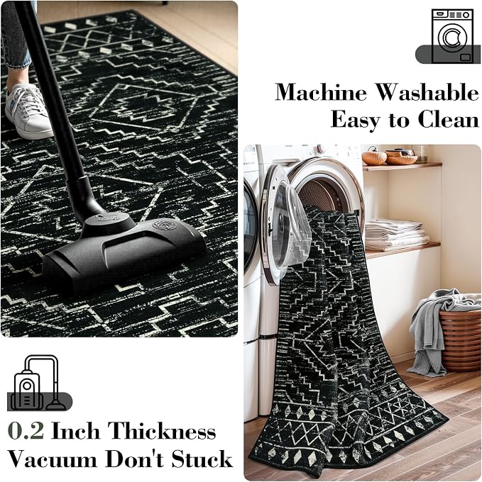 Wonnitar Moroccan Bathroom Rug, Washable 2x3 Small Bath Mat, Boho Tribal Soft - Image 3