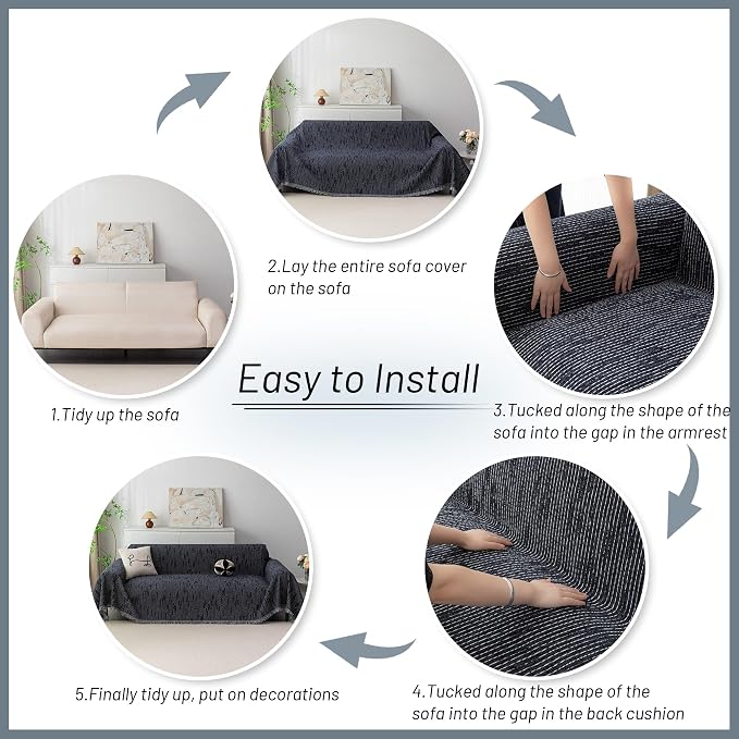 MYSKY HOME Loveseat Cover Navy Couch Cover Sectional Couch Covers - Image 7