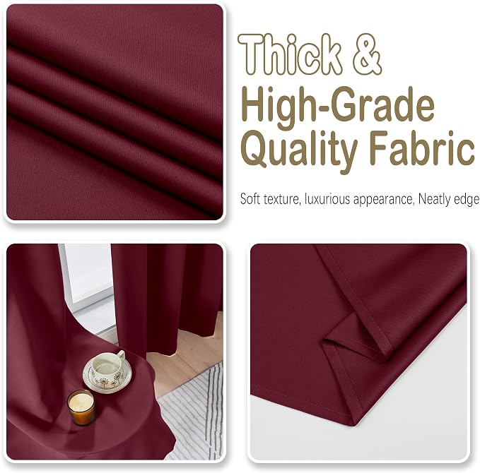 OVZME Christmas Burgundy Blackout Curtains - Image 6