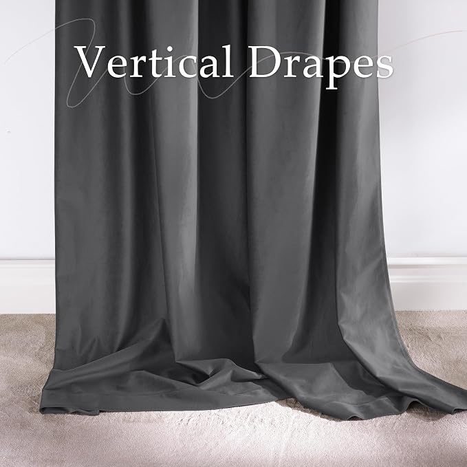 NICETOWN Grey Velvet Curtains Panels 84 inch Long, Gothic Decor - Image 6