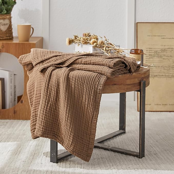 EMME Cotton Muslin Queen Blanket Bed Layering Breathable Gauze Blanket Soft - Image 6