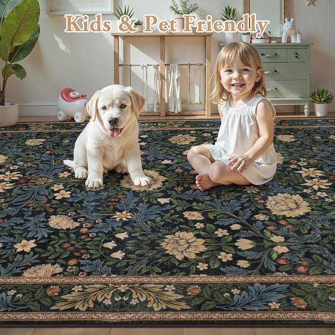 LIVEBOX Floral Area Rug 6x9, Washable Large Rugs - Image 6
