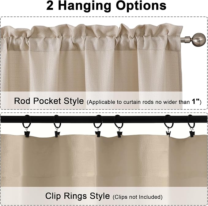Chyhomenyc Light Filtering Curtains 72 Inch Length 2 Panels Set, 100% Polyester - Image 4