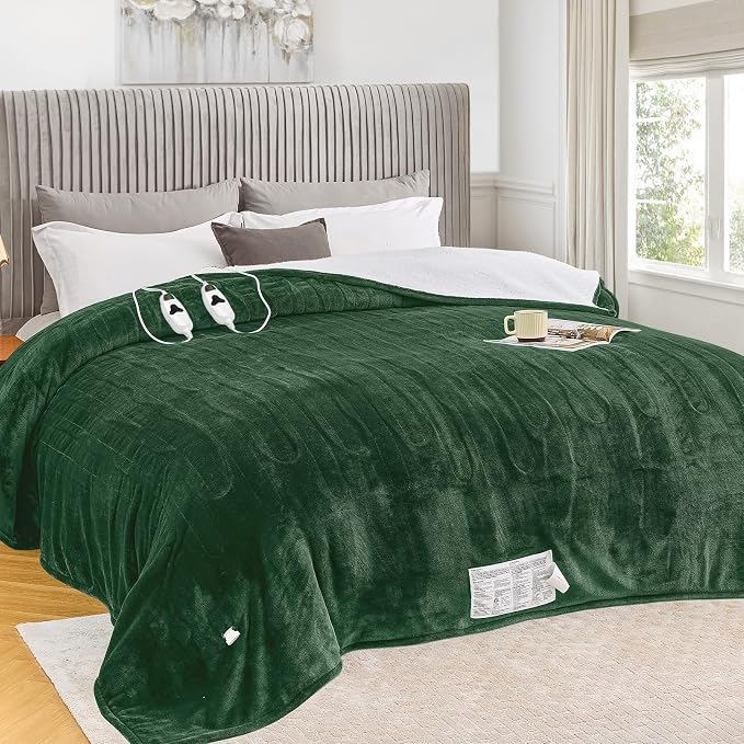 greenoak Heated Blanket Electric King Size 100"X90" Dual Control, Heating by Greenoak