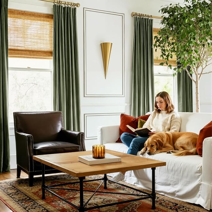 NICETOWN Sage Green Velvet Curtains 96" Long - Image 2