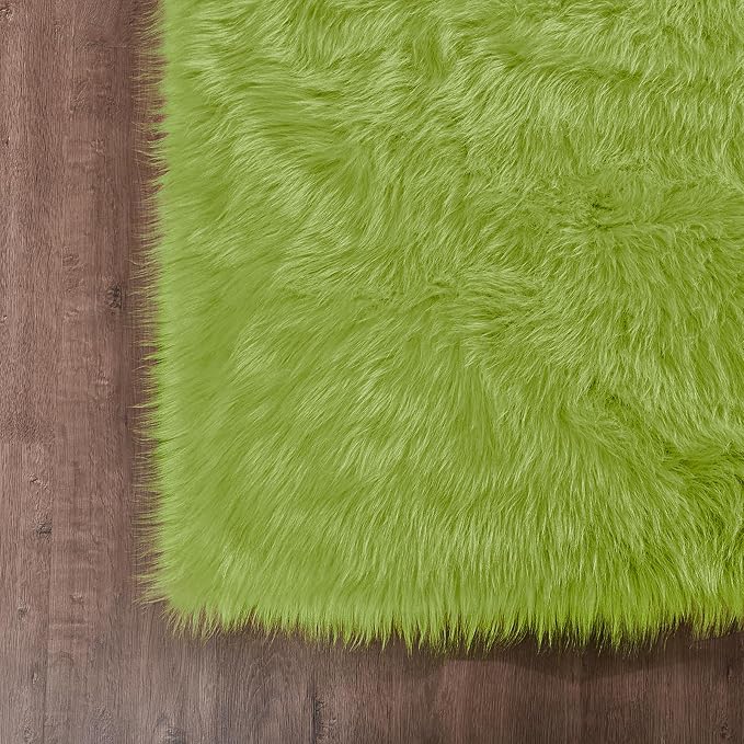 Goolela Lime Green Rug 4x6 Fluffy Fuzzy Furry Carpet - Image 5