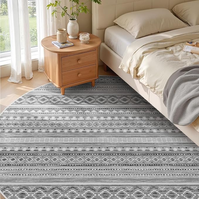 cotiled 8x8 Round Area Rug Living Room: Washable Boho Rugs - Image 2