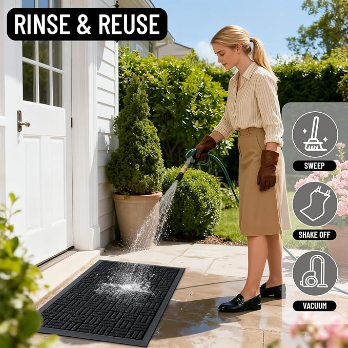 OLANLY Front Door Mat Outside Entrance 33x21, Heavy Duty Sturdy Natural Rubber - Image 8