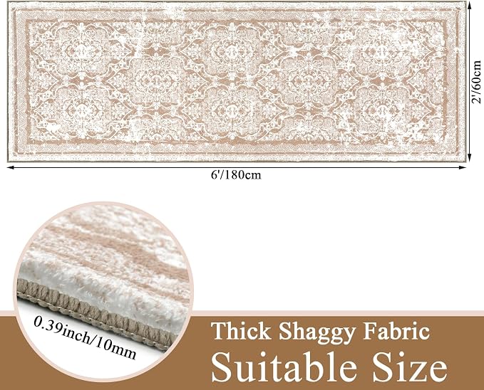 Vaukki Hallway Runner Rug, Vintage Shaggy Soft Laundry Rug Runner, Non Slip - Image 2