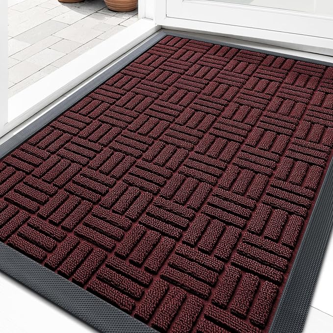 OLANLY Front Door Mat Outside Entrance 35x23, Heavy Duty Sturdy Natural Rubber by OLANLY