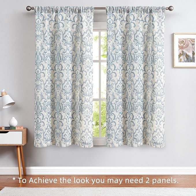 jinchan Linen Tie Up Valance for Flax Floral Drapes Vintage Farmhouse Medallion - Image 4