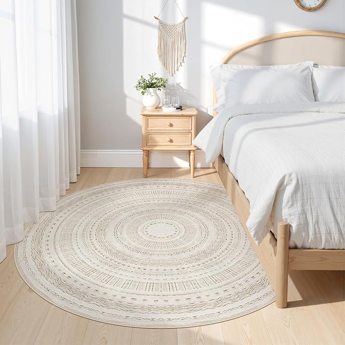 cotiled 6x6 Round Area Rug Living Room: Washable Boho Rugs - Image 2