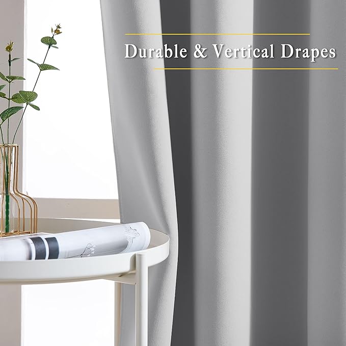 NICETOWN Room Darkening Silver Grey Curtains - Image 5