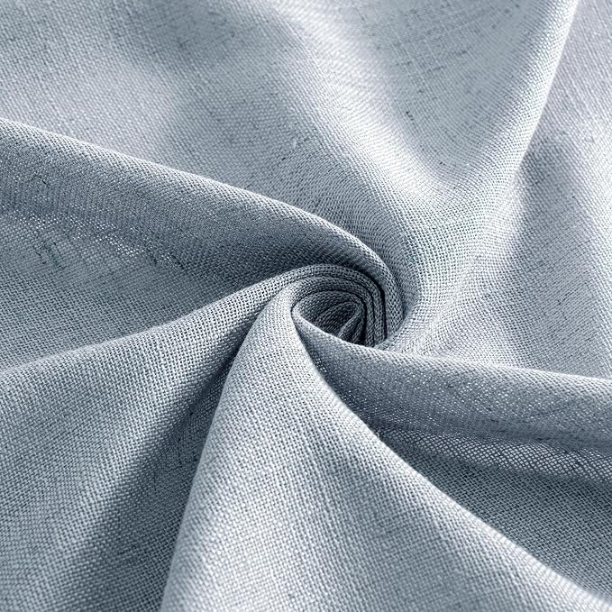 MIULEE Chambray Blue Linen Curtains 96 Inches Long 2 Panels - Image 8