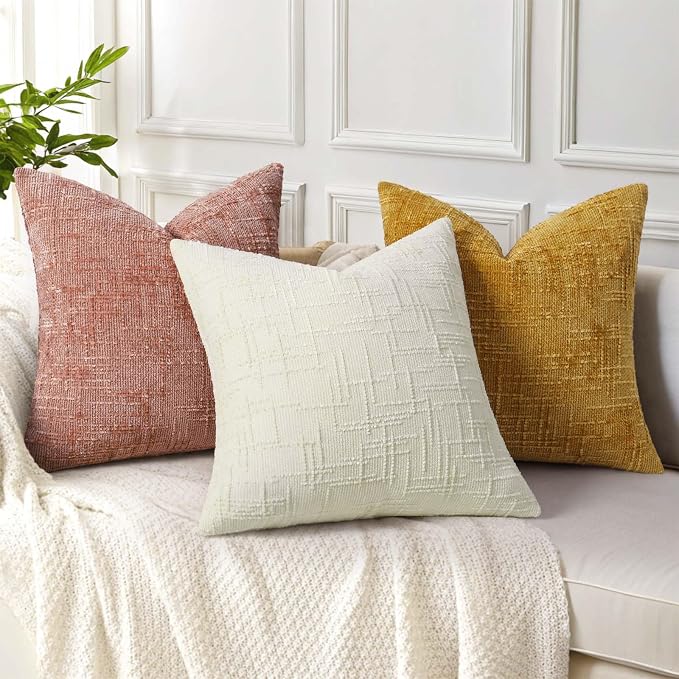decorUhome Summer Pink Chenille Euro Sham Throw Pillow Covers 22x22 Set of 2 - Image 4