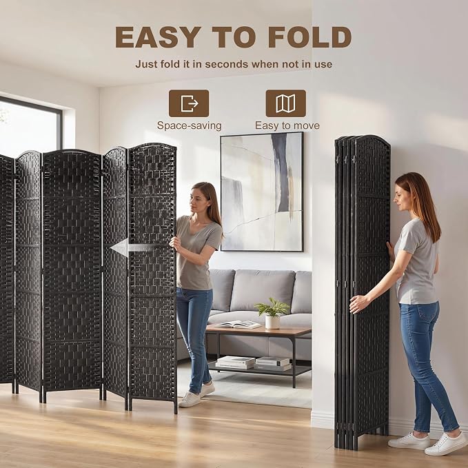 HOMCOM Room Divider 6 Panel, 6FT Tall Folding Privacy Screen, Freestanding - Image 3