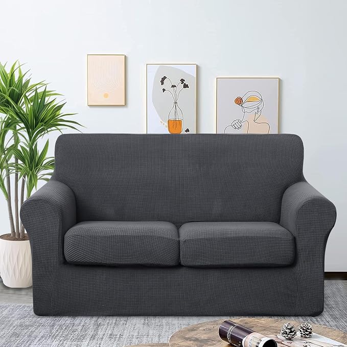 U-NICE HOME 3 Pieces Stretch Loveseat Couch Cover Sofa Cover Washable Sofa - Image 2