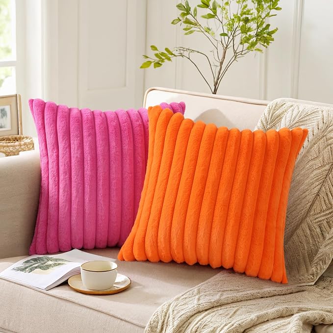 Pallene Faux Fur Plush Throw Pillow Covers 16x16 Set of 2, Luxury Soft Fluffy - Image 5
