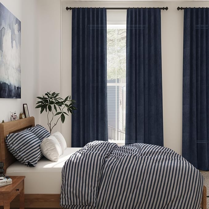 Nanspring Navy Blue Extra Long Curtain 102 inches Long 2 Panels Set - Image 7