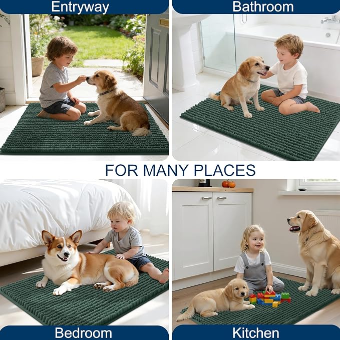 OLANLY Dog Door Mat for Muddy Paws 70x46, Ultra Absorbent Chenille Mud Doormat - Image 8