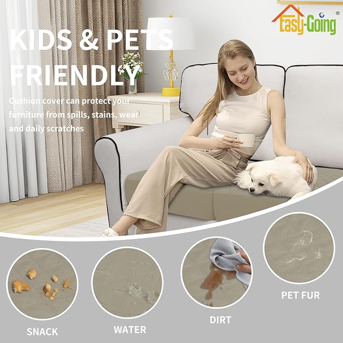 Easy-Going Waterproof Loveseat Cushion Covers, Non-Slip Leakproof Sofa Seat - Image 5