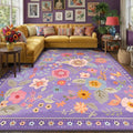 RELEANY Floral Nursery 9x12 Area Rugs Washable Print Boho Cute Carpet Non Slip by RELEANY