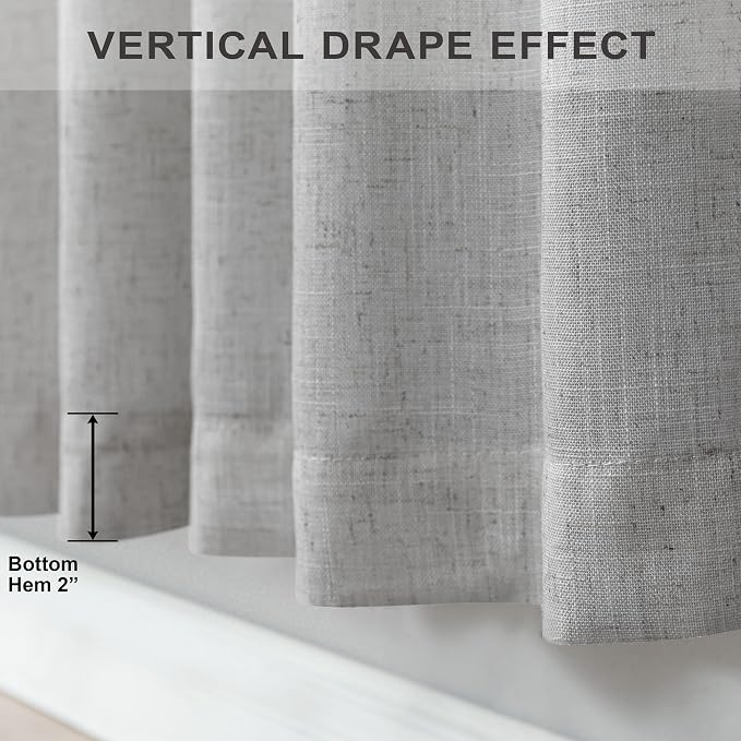 Grey Linen Curtains 63 Inch Length - Image 6