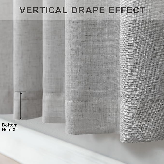 Light Grey Living Room Curtains 84 Inch Length 2 Panels Back Tab Pocket Light - Image 5