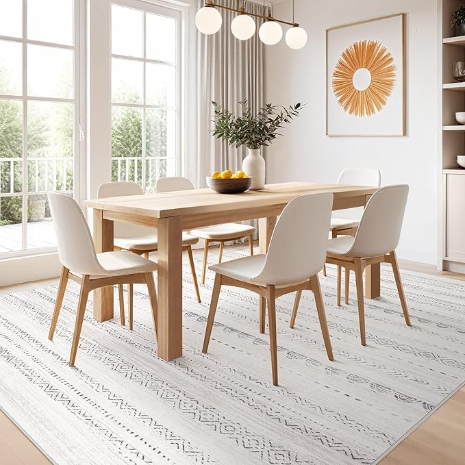 Nakagishi 8x12 Area Rugs Living Room: Washable Boho Large Neutral Soft - Image 6