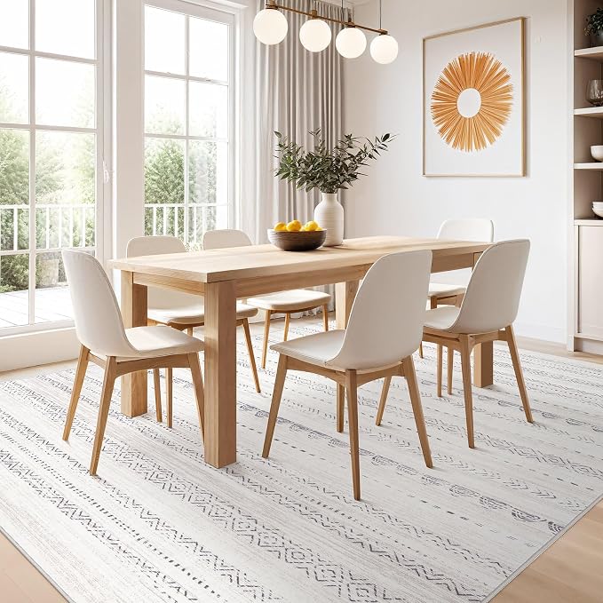Nakagishi 5x8 Area Rug Living Room: Washable Boho Large Neutral Soft Farmhouse - Image 7