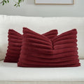 FUTEI Burgundy Decorative Throw Pillow Covers Set of 2, 12x20 Inch Soft Fluffy by FUTEI