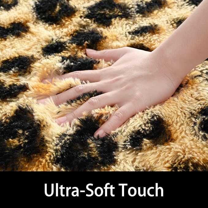 Amearea Soft Runner Rugs for Bedroom, 2x6 Feet Fluffy Leopard Runner Rug - Image 5