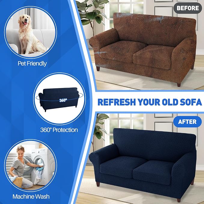 MAXIJIN 3 Piece Jacquard Couch Covers - Image 4