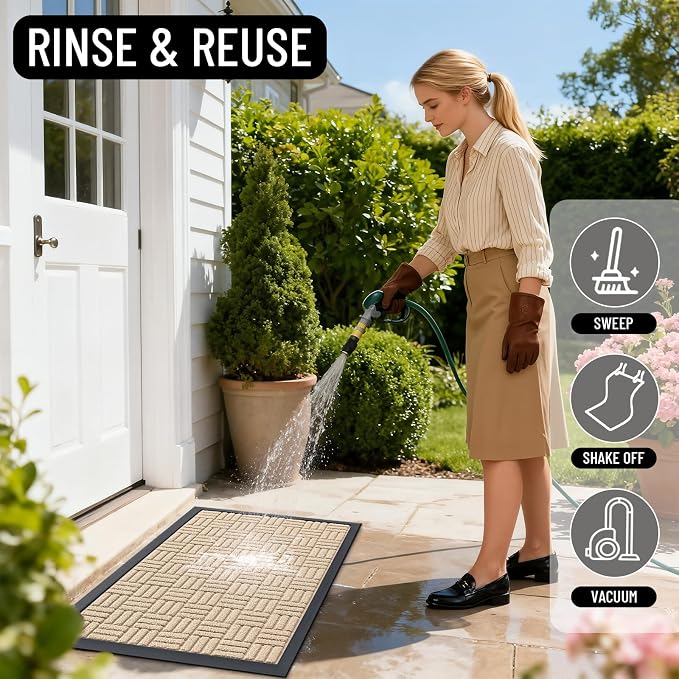 OLANLY Front Door Mat Outside Entrance 29.5x17, Heavy Duty Sturdy Natural - Image 9