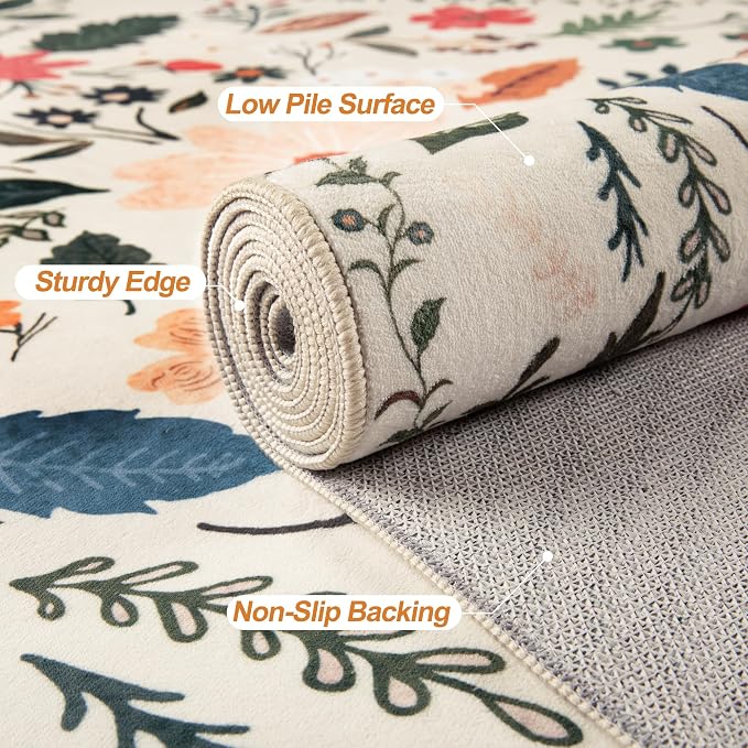 Tangsoo Runner Rug for Hallways Kitchen Rug, Non Slip 2x6 Washable Boho Floral - Image 5