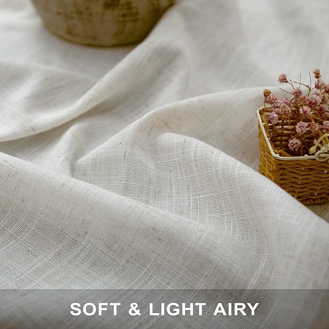 Natural Linen Curtains 45 Inch Length - Image 3