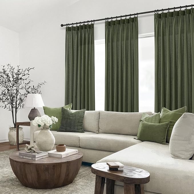 Topfinel Olive Green Pinch Pleated Curtains 108 Inch Length 1 Panels - Image 7