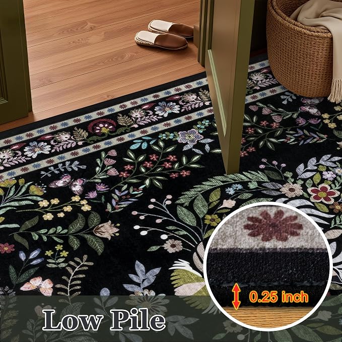 5x7 Area Rugs Living Room Rug: Vintage Washable Rug Floral Soft Carpet Indoor - Image 8