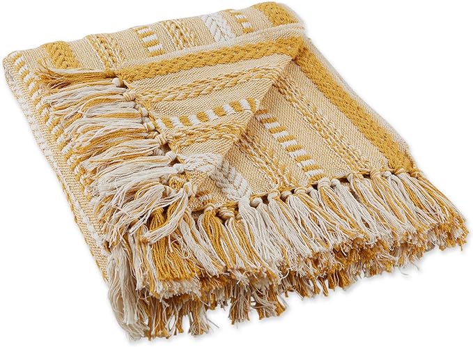 DII Braided Striped Throw, Honey Gold by DII