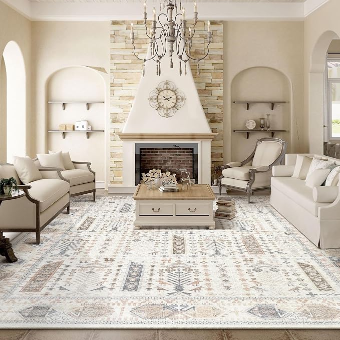 10x14 Area Rug for Living Room- Machine Washable Soft Oriental Vintage Large - Image 5