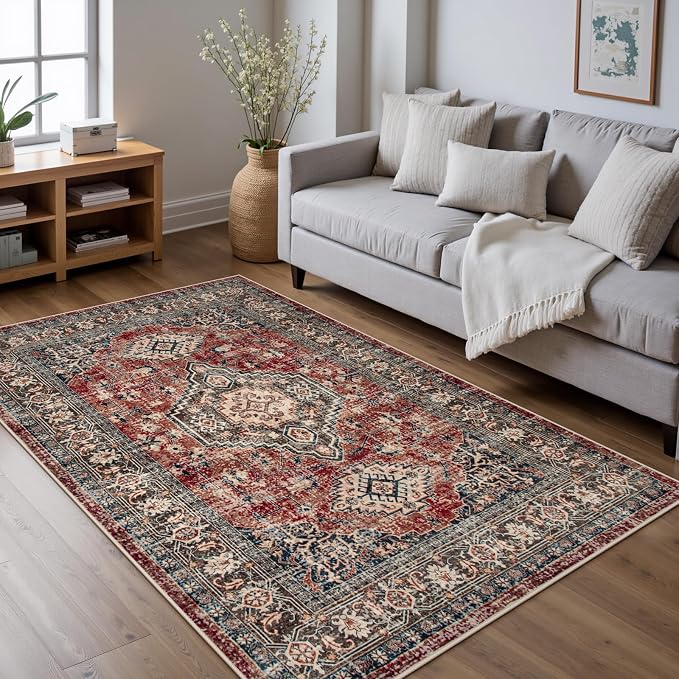 Lahome Oriental Washable Rugs for Bedroom, 4X6 Soft Living Room Rug Ultra-Thin - Image 4