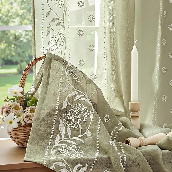 jinchan Winslow Sheer Curtains 96 Inch - Image 2