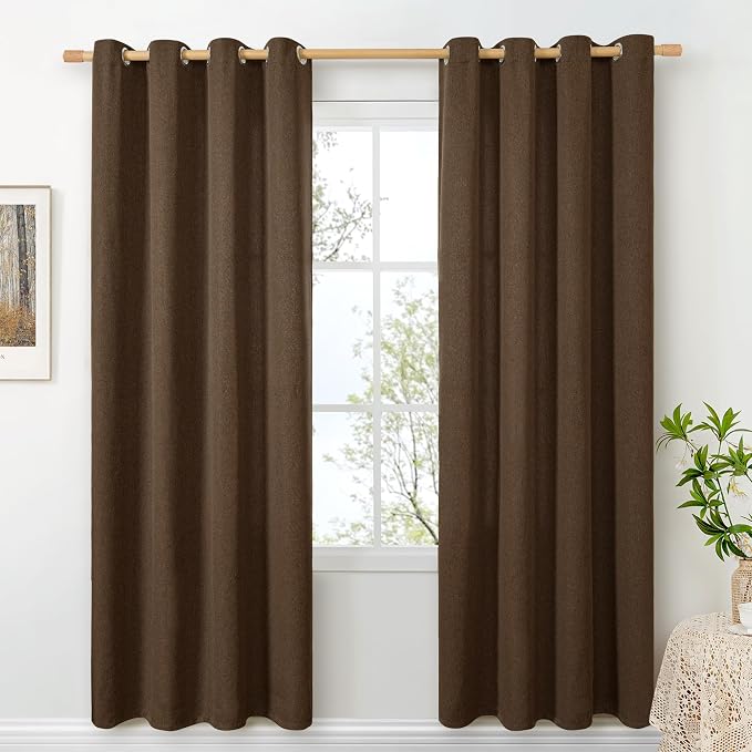 BGment Brown Linen Curtains 78 Inch Length by BGment