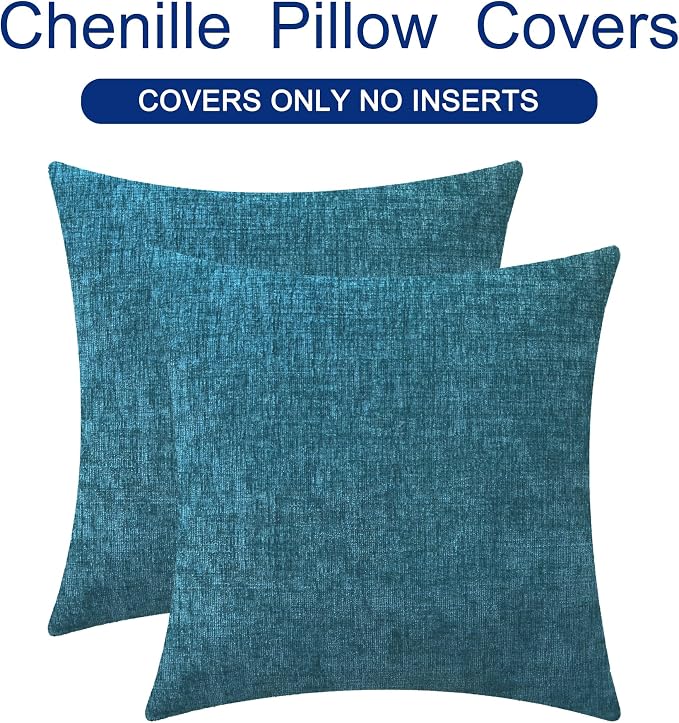 CaliTime Throw Pillow Covers Decorative 24 X 24 Inches Pack of 2 Cozy Chenille - Image 6
