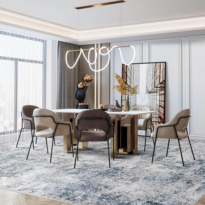 Abstract 10x14 Washable Rug: Modern Non Slip Area Rug Soft Carpet Foldable - Image 3